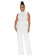 White Sleeveless O-Neck Button Women Bodycon Fashion Club Jumpsuit