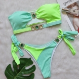 Green Off-Shoulder Sexy Diamond Women Swimwear