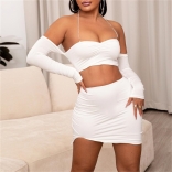 White Long Sleeve Off-Shoulder Low-Cut Sexy Party Dress