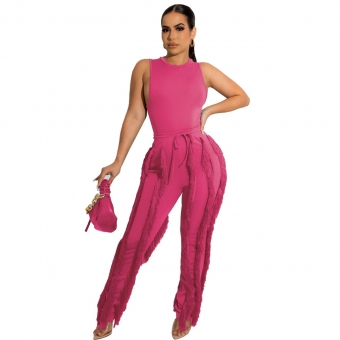 RoseRed Sleeveless Foral Tassels Women Fashion Sexy Jumpsuit