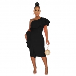Black Foral Sleeveless WOmen Bodycon Fashion Midi Dress