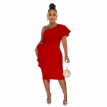 Red Foral Sleeveless WOmen Bodycon Fashion Midi Dress