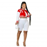 Red Long Sleeve Fashion 3PCS Women Bodycon Pants Sports Dress