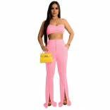 Pink Halter Low-Cut Zipper Sexy Bodycon Party Jumpsuit