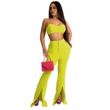 Yellow Halter Low-Cut Zipper Sexy Bodycon Party Jumpsuit
