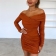 Brown Low-Cut Deep V-Neck Mesh Bandage Sexy Party Dress