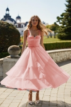 Pink Halter Boat-Neck Mesh Fashion Women Skirt Dress