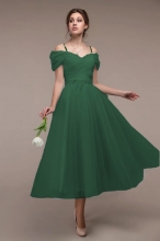 Green Mesh Off-Shoulder V-Neck Fashion Women Jersey Skirt Dress