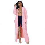 Pink Women's Fashion Sexy Casual Long Sleeve Long Sweater Coat