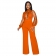 Orange Mesh Sequin Long Sleeve Hollow-out Sexy Women Jumpsuit