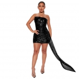 Black Off-Shoulder Sequin Bodycon Women Party Sexy Dress