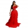 Red Sleeveless Low-Cut Mesh Hollow-out Perspective Evening Long Dress
