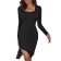 Black Long Sleeve Cotton Fashion Sexy Women Mini Dress