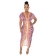 Pink Short Sleeve Deep V-Neck Printed Fashion Midi Dress