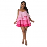 Pink Low-Cut Halter Sexy Fashion Women Poncho Skirt