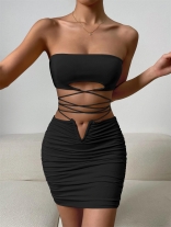 Black Off-Shoulder Bandage Sexy Mini Dress