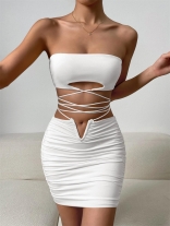 White Off-Shoulder Bandage Sexy Mini Dress