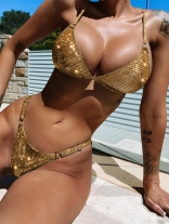 Golden Sexy Women Bikini Swimwear