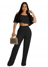 Black Off-Shoulder Pleated Fashion Sexy Women Jumpsuit