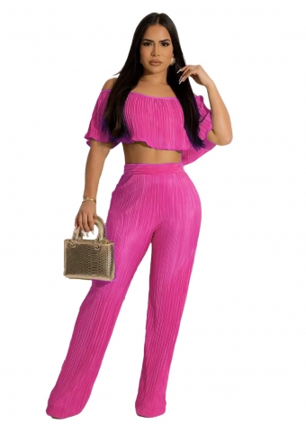RoseRed Off-Shoulder Pleated Fashion Sexy Women Jumpsuit
