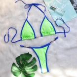 Green Sexy Women Pearl Chains Bikini Swimwear