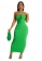 Green Off-Shoulder Cotton Bodycon Women Midi Dress