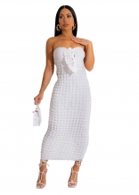 White Off-Shoulder Cotton Bodycon Women Midi Dress