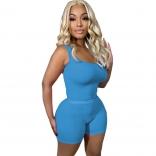 Blue Straps Sexy Women Slim Sports Dress