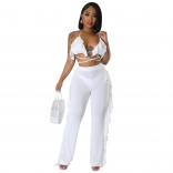 White Foral Straps Sexy Women Bandage Foral Jumpsuit Dress