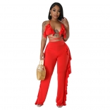Red Foral Straps Sexy Women Bandage Foral Jumpsuit Dress