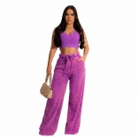 Purple Straps V-Neck Vest Fashion Women Jumpsuit