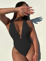 Black Sexy Women Beach One-Piece Swimwear