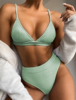 Green Solid Sexy Women Swimsuit Bikini Sets