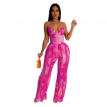 RoseRed Women's Set Printed Tassel Lace Strap Jumpsuit Two Piece Set