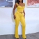 Yellow Solid Small V Design Party Women High Waist Elastic Strap Jumpsuit Set
