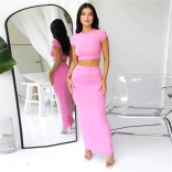 RoseRed Short Sleeve Tank Top Two Pieces Bodycon Women Midi Dress