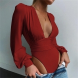 Red Women's Versatile Top Sexy Jumpsuit Formal Party Rompers