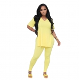 Yellow Women's Casual Party Pants Sports Short Sleeve Sexy Jumpsuit Dress