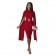 Red Women's Chiffon Flying Sleeves Mesh Diamond Belt Solid Sexy Slim Fit Bodycon Mini Dress