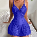 Blue Lace Halter Sexy Erotic Women Babydoll Lingerie