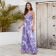 Purple Women's New Bohemian Long Skirt Printed Sexy Strap Maxi Dress