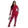 Red Long Sleeve Irregular Knitted Thread Hollow Casual Jumpsuit Dress Set