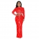 Red Women's Long Sleeve O-Neck Bodycon Mesh Rhinestone Elegant Prom Formal Party Maxi Dress