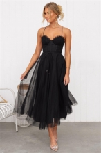 Black Halter Low-Cut Mesh Lace-up Sexy Bodycon Women Skirt Maxi Dress