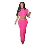 RoseRed Women's Sexy Knitted Perspective Nightclub Set Low Waist Bodycon Midi Dress