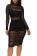 Black Women's Long Sleeve Halter Tank Top Shorts Three Piece Set Party Dress