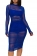 Blue Women's Long Sleeve Halter Tank Top Shorts Three Piece Set Party Dress