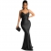 Black Women's Halter Low-Cut V-Neck Straps Bandage Sexy Evening Prom Maxi Dress