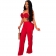 Red Women's Halter Strapless Tops Bandage Sexy Jumpsuit Dress Sets
