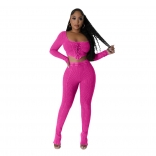 RoseRed Women's Low-Cut Lace-up Bandage 2PCS Sports Sexy Jumpsuit